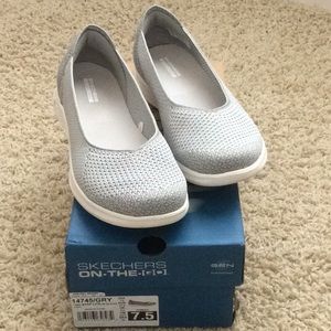 Grey Skechers flats